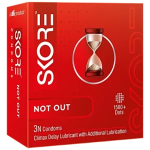 Skore Not Out Condoms - Climax Delay & Dotted, 3 pcs