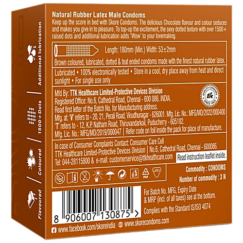 Skore 1500 + Dots Condoms - Chocolate, 3 pcs - Image 2