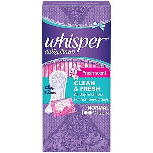 Whisper Clean & Fresh Daily Panty Liners For Women, 20 pcs