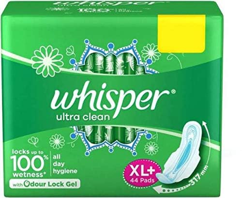 Whisper Ultra Sanitary Pads (Extra Large), Pack of 44