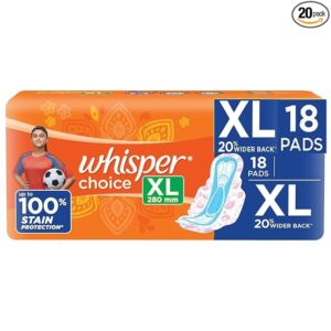 Whisper Choice Sanitary Pads with Wings for women- 20 Pads (Extra large)
