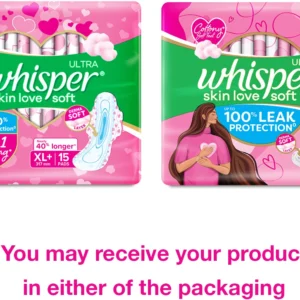 Whisper Ultra Skin Love Soft Sanitary Pads for Women Sanitary Pad (Pack of 15)