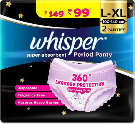 WHISPER PERIOD PANTY L-XL 2 PANTIES