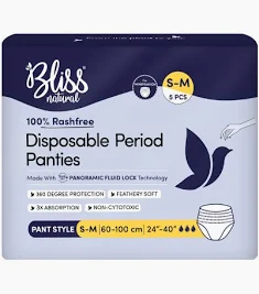 BLISS NATURAL DISPOSABLE PERIOD PANTIES S-M 5N