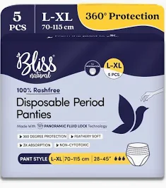 BLISS NATURAL DISPOSABLE PERIOD PANTIES L-XL 5N